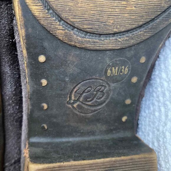 Lucky Brand Distressed Western Ankle Boot Brown Suede Womens 6 Chunky Heel - Picture 11 of 14